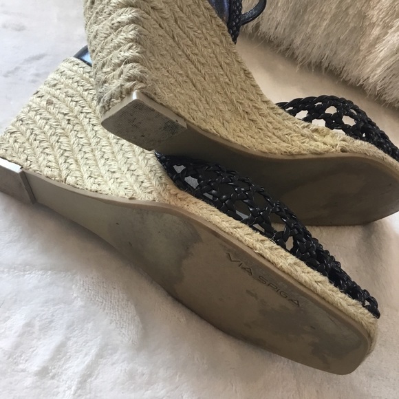 VIA SPIGA BLACK LEATHER WEDGES - Picture 7 of 7